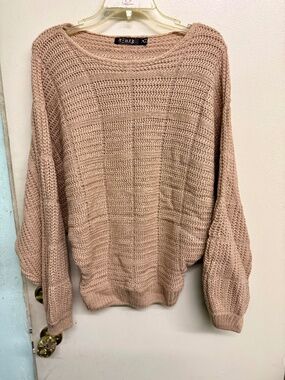 Rehab Dusty Rose Pink Long Sleeve Sweater Top Cozy Casual